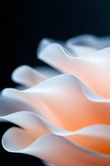 Poster - Soft waves of white paper create abstract curves against orange glow background, showcasing gentle folds and shadows in minimalist macro photography.