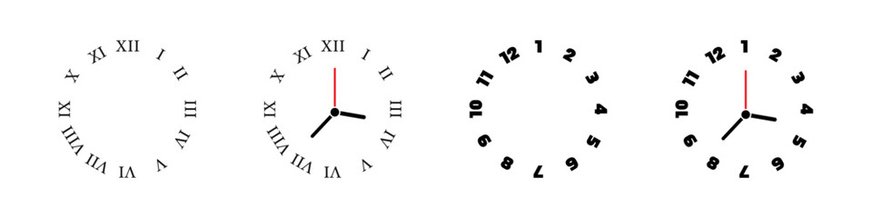Poster - Clocks icon collection. Time and Clock icons set. Clock icon set. Time clock icons collection. Line clocks.