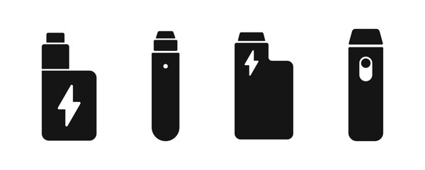 Poster - Vape icon set. Electronic cigarette vector icons. Electronic smoke device. Atomizer vape solid. Electronic smoking device. Vaping device.