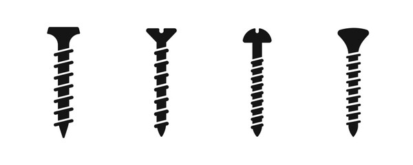 Poster - Set of screws. Screws, nuts, nails. Screw icons. Screw vector icons.