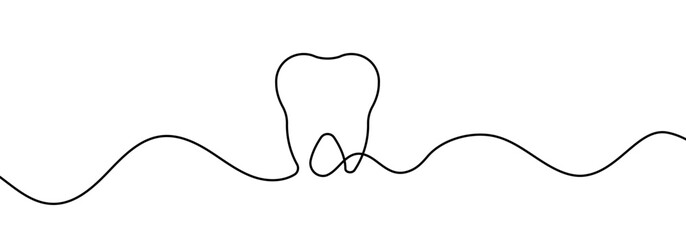 Poster - Continuous line drawing of tooth. One continuous line tooth. Continuous line drawing of tooth. Tooth linear icon.