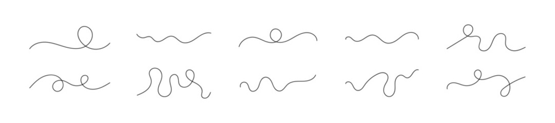Poster - Abstract lines set. Wavy lines. Wave line illustration. Different lines collection.