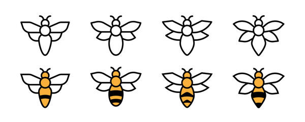 Poster - Bee vector icon set. Bee icons. Bee vector logo Bee illustration