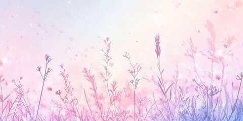 Poster - Gentle Floral Watercolor Background, Light Blue And Coral Hues, Simple And Clean Design, Detailed
