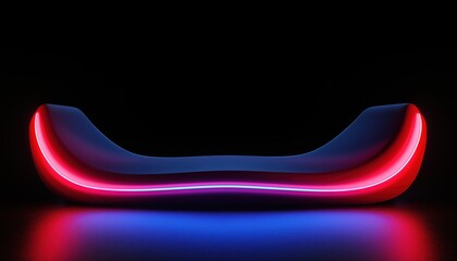 Aufkleber - Abstract Black Render Enhanced With Curvy Lines And Vibrant Red And Blue Neon Lights Creates An Illuminated Artistic Display.