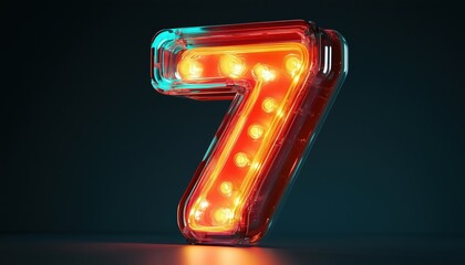 Aufkleber - Neon Number Seven Glowing Ful Inside Glass Symbol 7 Shape: A Top Chart Rendering With Vibrant Colors And Intriguing Design.