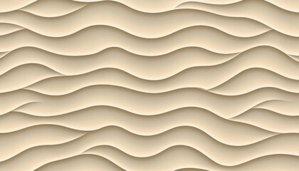Poster - Subtle 3D Pastel Ivory Wave Pattern, Seamless Delicate Background for Text and Elegant Designs