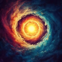 Wall Mural - A stunning swirling nebula with an intense center of light
