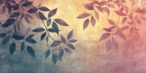 Poster - Silhouette Of Tree Branch Over Watercolor Lavender, Blush Pink, Light Green Soft Organic Background