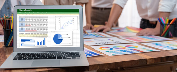 Leinwandbilder - Spreadsheet document information financial startup concept. data and graphs in spreadsheet documents for online analysis project dashboard accounting digital brisk