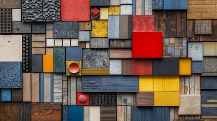 Poster - Colorful textured wood and material samples, design background