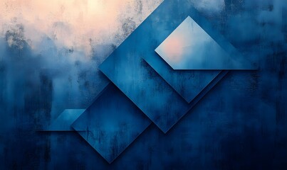 Poster - Abstract composition of blue geometric shapes with textured background and soft light effect
