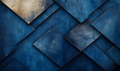 Poster - Abstract metallic blue geometric background with overlapping squares and rectangles