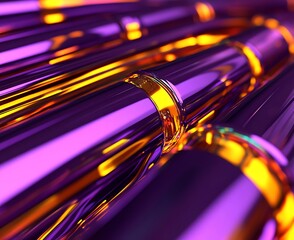 Canvas Print - Abstract Close-up of Shiny Purple and Gold Tubes