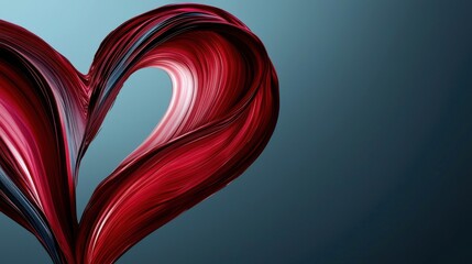 Poster - A striking heart shape is formed from flowing red and white lines, creating a sense of movement. The dark blue background enhances the vibrant colors, giving it an artistic flair