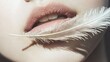 © Anna - A woman's lips in focus with a feather adorning the corner