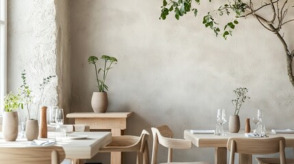 Wall Mural -  Table, chairs, tree, potted plant - corner room