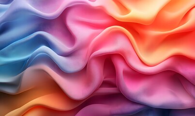 Poster - Colorful abstract fabric waves with smooth gradient transitions in vibrant hues
