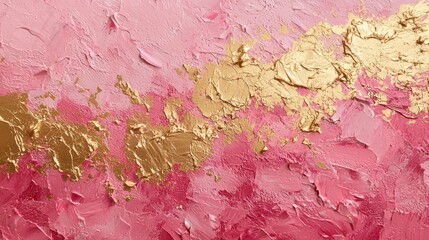Poster - This artwork displays an abstract design with shades of pink and rich gold textures. The dynamic layering creates an intriguing visual effect that draws attention