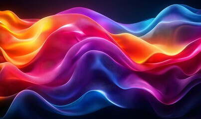 Poster - Abstract colorful waves with a neon glow, perfect for a vibrant digital background or design element