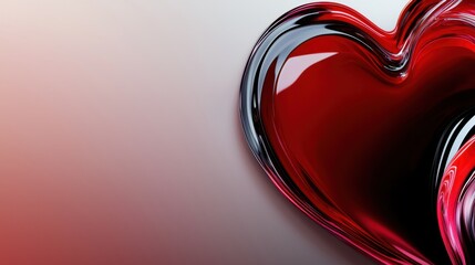 Poster - A beautifully crafted glass heart in vibrant red and black sits against a gradient background. The design captures light and creates a sense of depth and emotion, symbolizing love