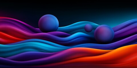 Sticker - Abstract Waves with Floating Spheres