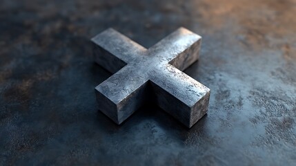 Poster - Metallic cross symbol on dark grunge background.