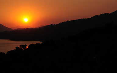 Sticker - A sunset view from Kapikiri Village and Bafa Lake in Mugla, Turkey