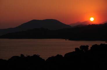 Sticker - A sunset view from Kapikiri Village and Bafa Lake in Mugla, Turkey