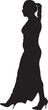 © curto - vector; silhouette side view of a elegance woman walking