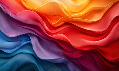 Poster - Abstract flowing gradient silk fabric with warm tones and cool color variations
