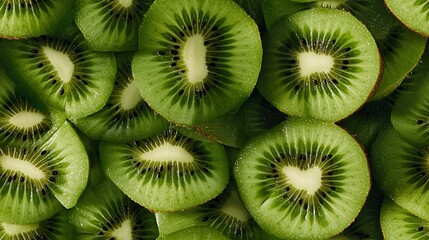 Wall Mural -   A group of sliced kiwis on top of a collection of kiwis arranged side by side