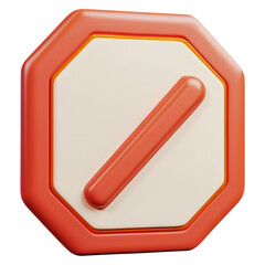 Poster - 3D Rendering of a Red Octagon with Slash for Prohibition and Restriction on Transparent Background