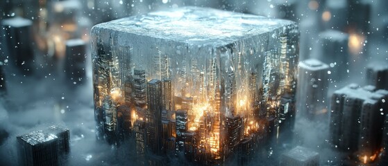 Poster - City frozen in time. AI.