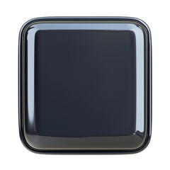 Poster - Glossy Dark Silver Square Button with Metallic Edges on a Transparent Background