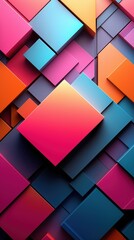 Poster - Colorful geometric pattern with intersecting rectangular shapes, generating dynamic visual rhythm and contemporary graphic design aesthetic