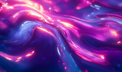 Poster - Abstract fluid artwork with pink and blue hues and a luminous shimmer that creates a futuristic vibe