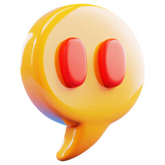 Poster - Realistic Yellow Speech Bubble with Red Eyes in Transparent Background