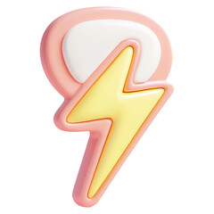 Poster - Rendered Lightning Bolt Icon with Pink Outline and White Circle on Transparent Background