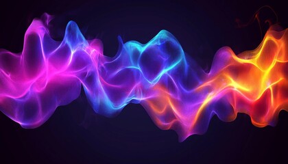 Poster - Vivid Spectrum Waves Abstract Design with Flowing Cyan, Magenta, and Red Hues on Black