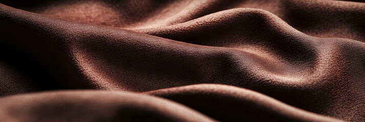 Poster - Rich chocolate brown suede fabric with varied nap and subtle texture under warm light