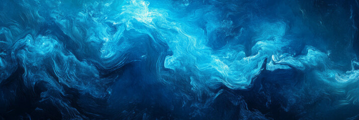 Poster - Cyan blue water with swirling ripples and bright highlights creating a dynamic texture