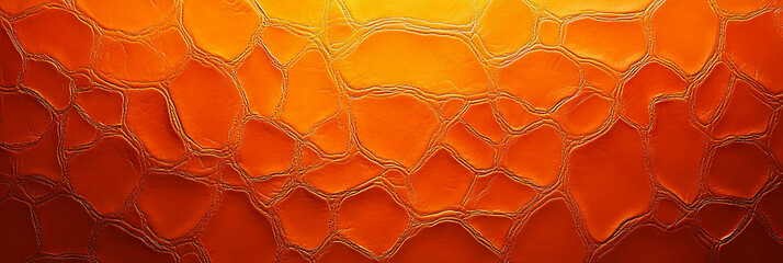 Poster - Rich orange leather texture with coarse grain and warm lighting for creative backgrounds