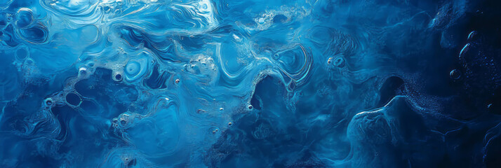 Poster - Sapphire blue water with intricate ripples and dark shadows creating a calm atmosphere