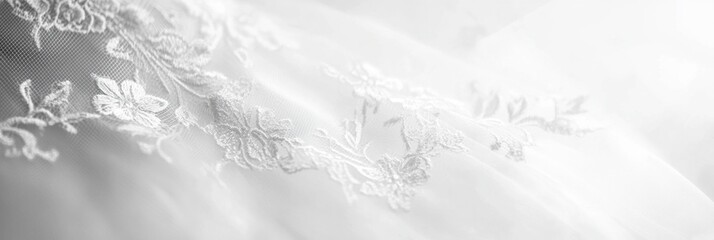 Aufkleber - Delicate lace details on a white wedding dress showcasing intricate floral patterns and textures for a timeless romance. Generative AI
