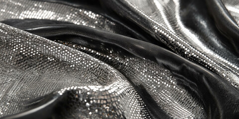 Poster - Stretched spandex fabric contrasts with polished chrome and textured rubber in artistic design