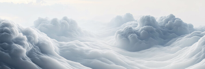 Poster - Abstract texture of soft clouds and lines creates an airy and serene atmosphere in white tones