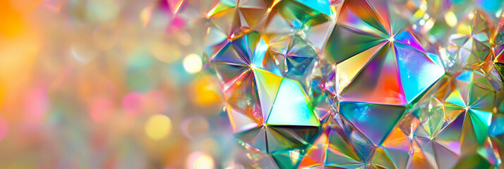 Poster - Angular bokeh shapes with sharp edges create vibrant crystalline sparkle in colorful texture