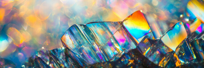 Poster - Bright bokeh texture featuring vivid rainbow spectrum and striking crystalline sparkle