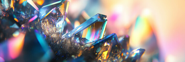 Poster - Bright bokeh texture with intense rainbow spectrum and sparkling crystalline details